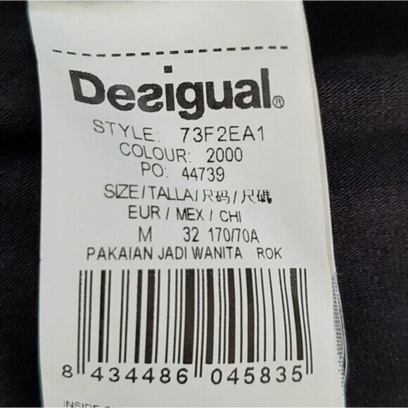 DESIGUAL \ Pleated Pull-On Elastic Waist Soft Knee Length Skirt Floral Black M - Picture 13 of 15